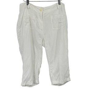 ColdWater Creek women's white linen cropped pants size 16 pockets